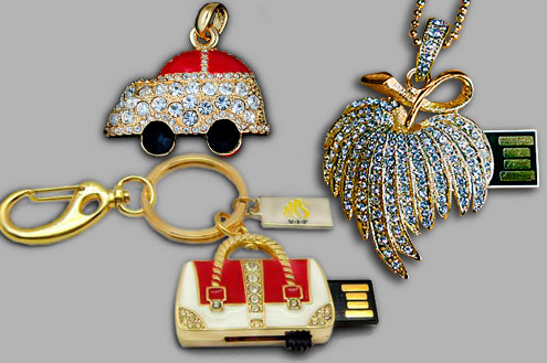 Ювелирные подарочные USB флешки в виде брелка, кулона, автомобиля